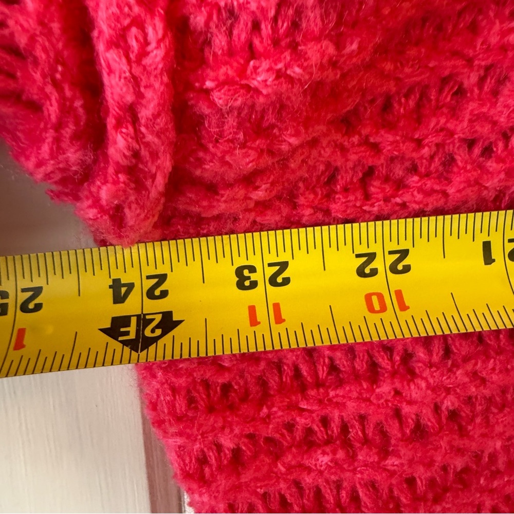 Aerie Vibrant Pink Cowl Neck Loose Knit Sweater, Size Medium - Picture 5 of 6